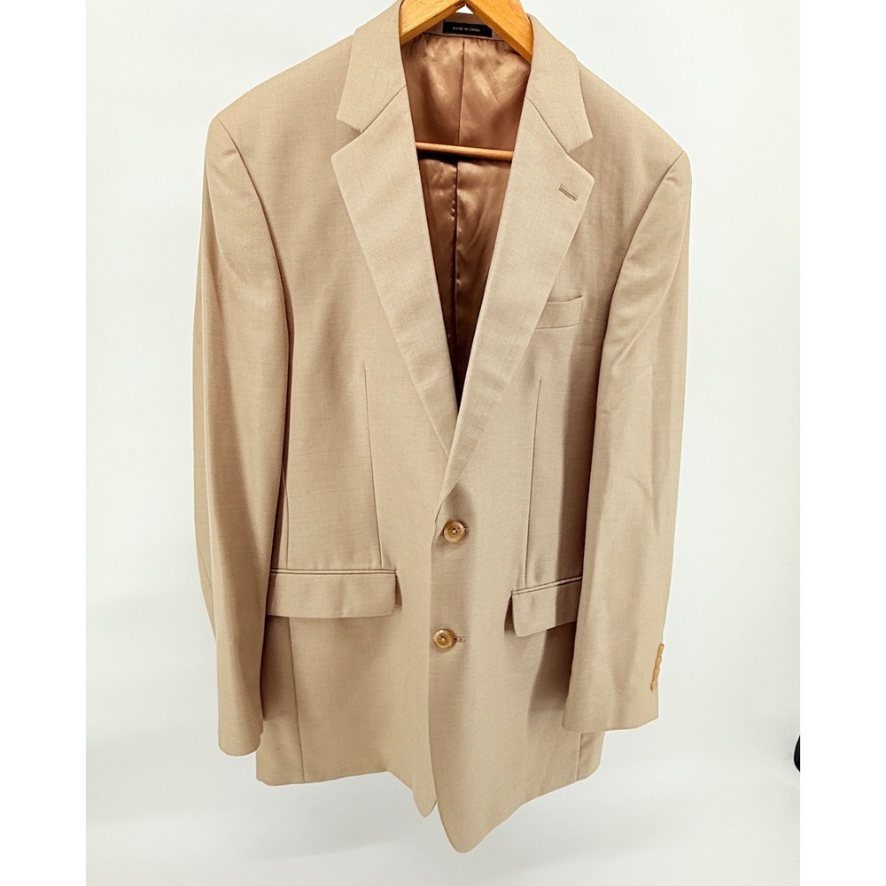 Ralph by Ralph‎ Lauren Tan Silk Wool Blazer Jacket 42L